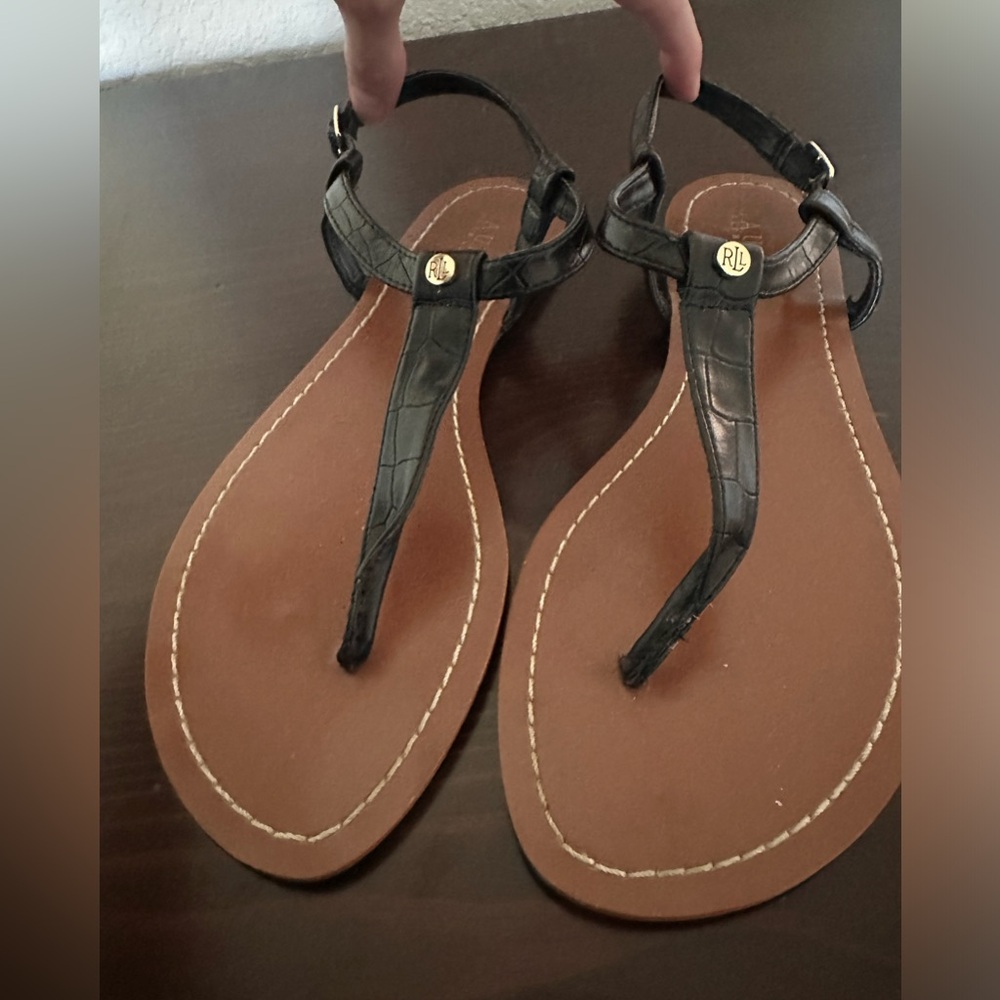 Ralph Lauren croc embossed leather sandals